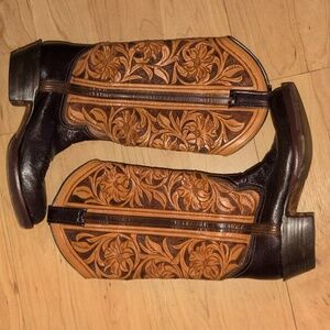 Handtooled, Custom Floral Western Boots